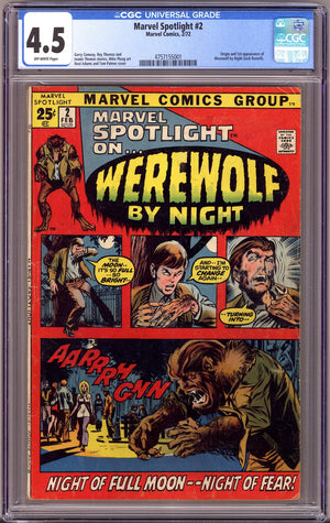 Marvel Spotlight Vol 1 2 CGC 4.5 (VG+) (1972)