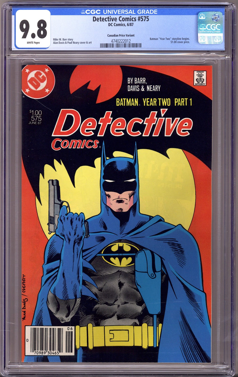 Detective Comics Vol 1 575 CGC 9.8 (NM/M) (1987) Canadian Price Variant 