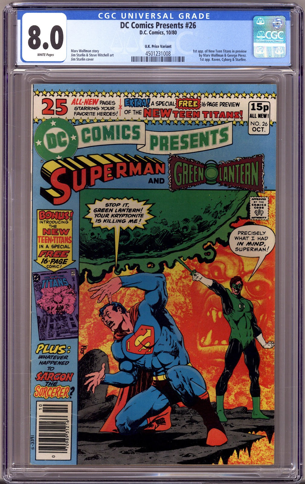 DC Comics Presents Vol 1 26 CGC 8.0 (VF) (1980) U.K. Price Variant 