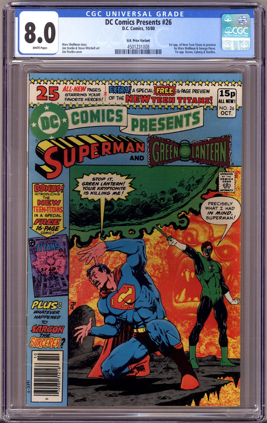 DC Comics Presents Vol 1 26 CGC 8.0 (VF) (1980) U.K. Price Variant 
