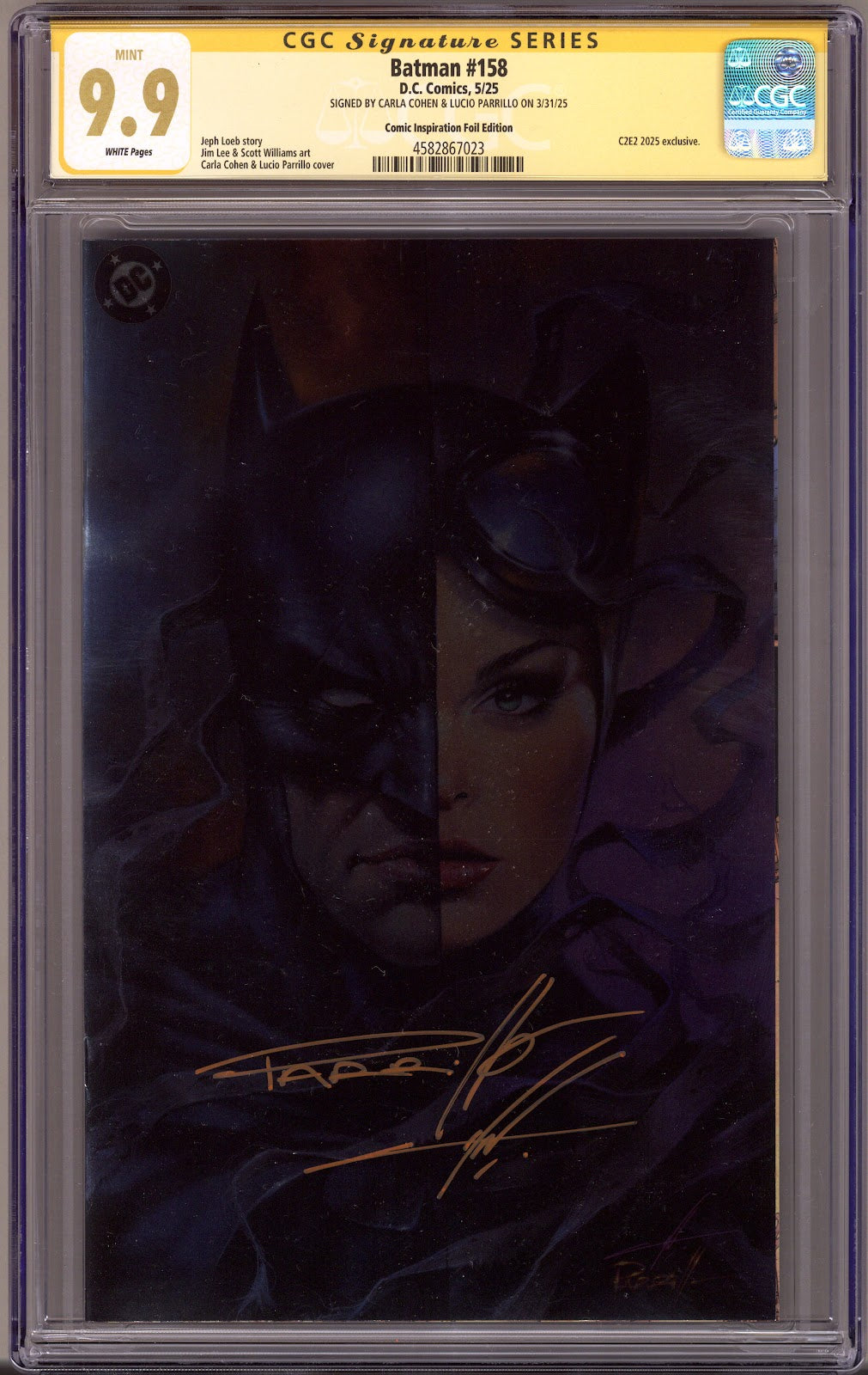 Batman Vol 3 158 (923) CGC 9.9 (MINT) (2025) Cohen Virgin Exclusive Variant Signed x2 Cover Carla Cohen & Lucio Parrillo 