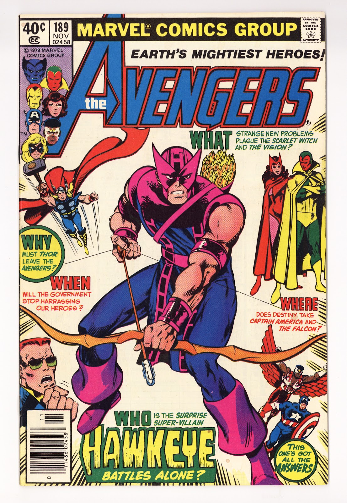 The Avengers Vol 1 189  Mid Grade   (1979)   Newsstand  