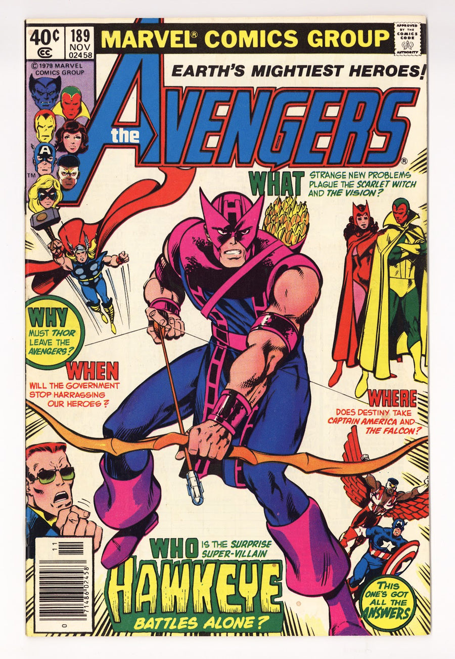 The Avengers Vol 1 189  Mid Grade   (1979)   Newsstand  