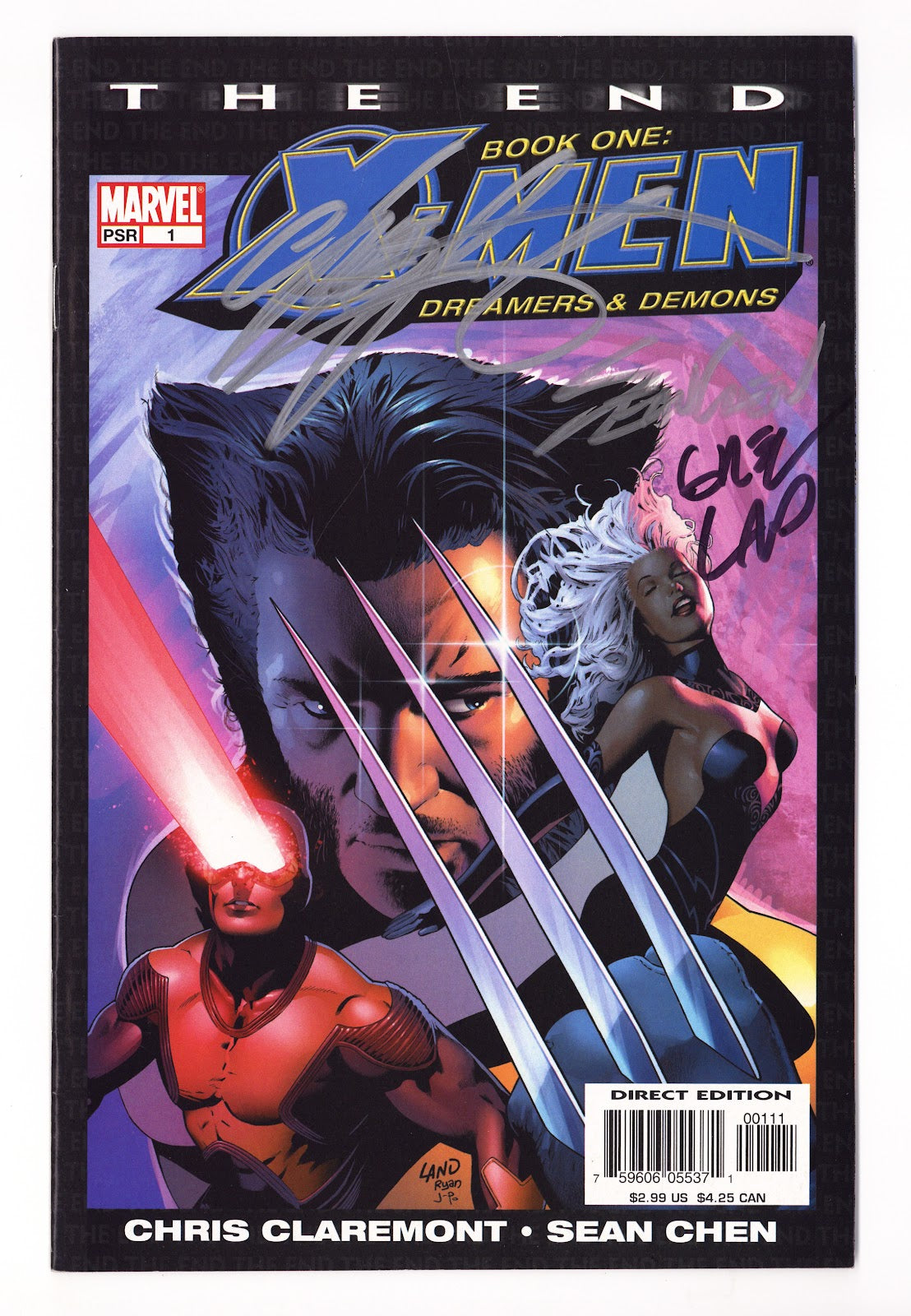 X-Men: The End Vol 1 1 VF+ (8.5) (2004)  Signed x3 Cover Claremont, Land & Chen 