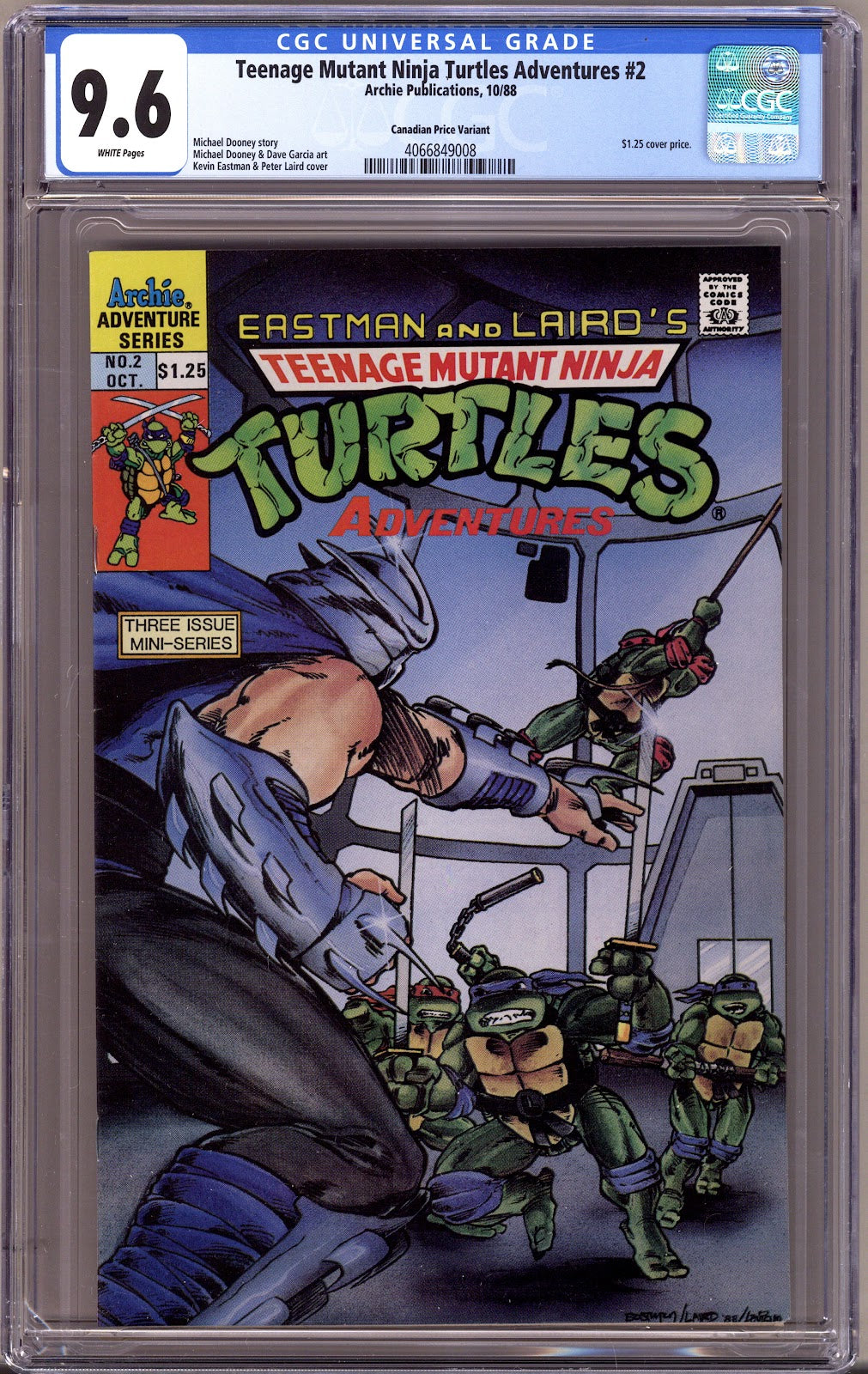 Teenage Mutant Ninja Turtles Adventures Vol 1 2 CGC 9.6 (NM+)   (1988)   Canadian Price Variant