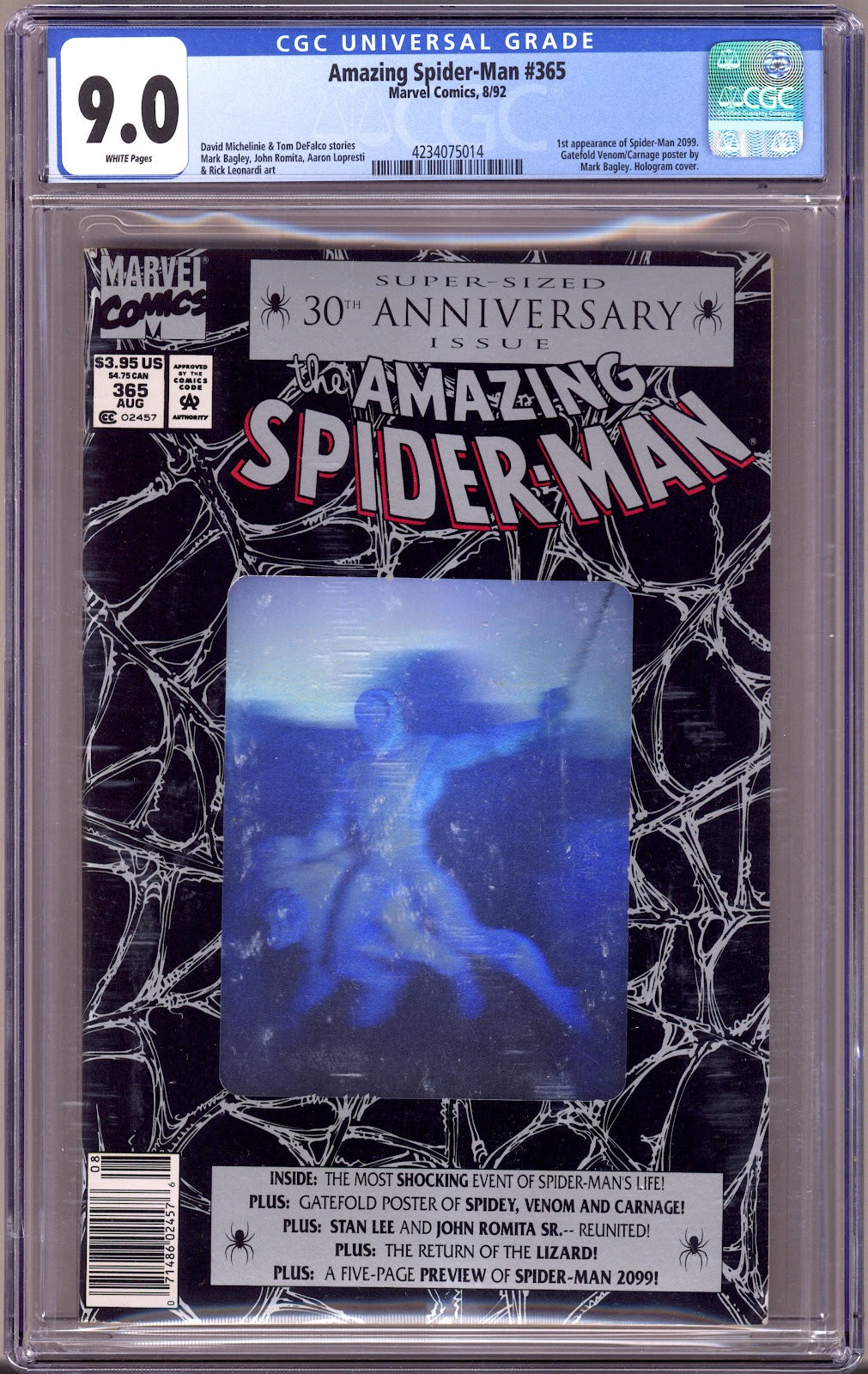 The Amazing Spider-Man Vol 1 365 CGC 9.0 (VF/NM) (1992) Newsstand 