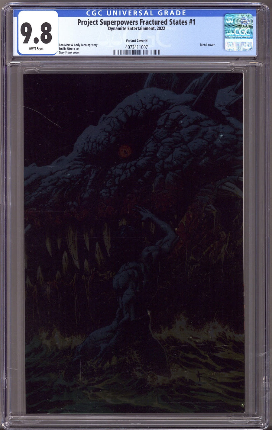 Project Superpowers: Fractured States 1 CGC 9.8 (NM/M) (2022) Frank Metal Virgin Variant 