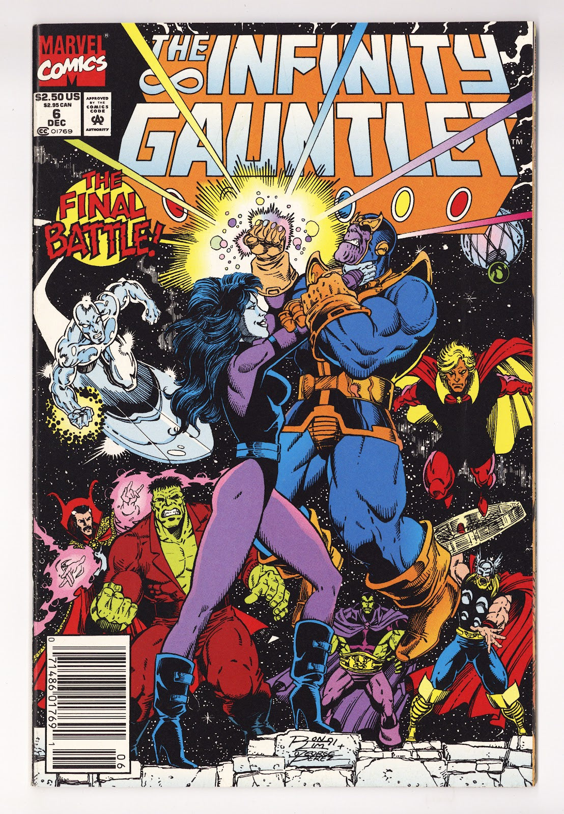 The Infinity Gauntlet Vol 1 6 VF+ (8.5) (1991) Newsstand 