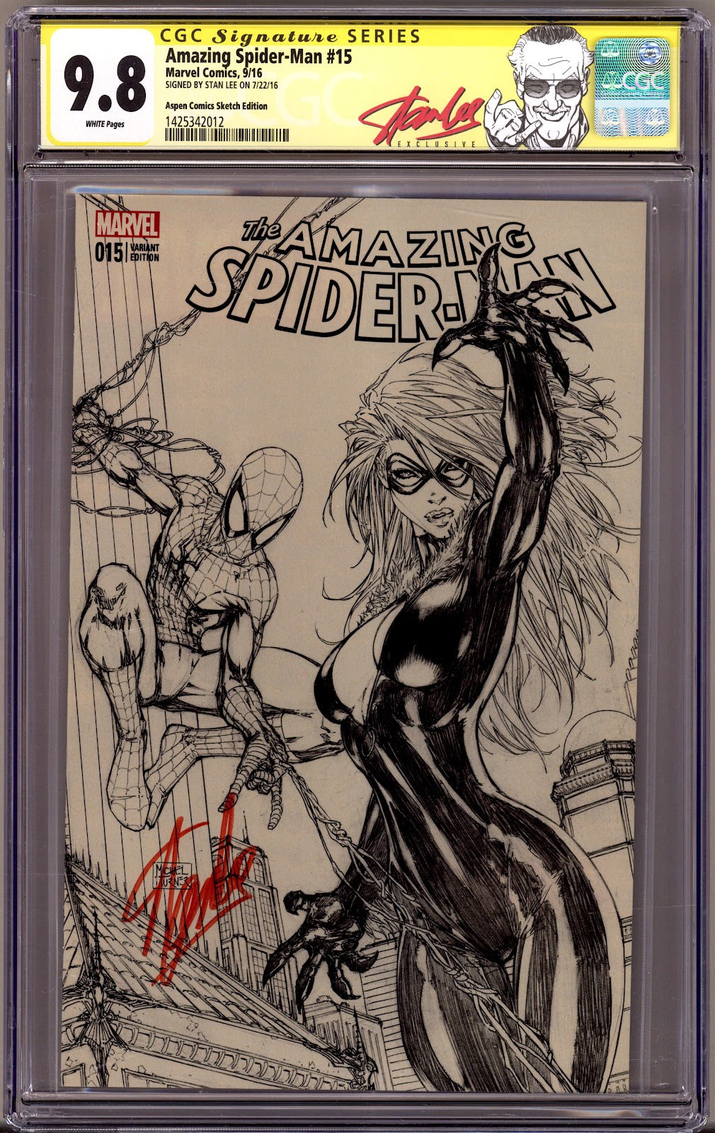 Amazing Spider-Man Vol 4 15 CGC 9.8 (NM/M) (2016) Turner Sketch Exclusive Variant Signed x1 Cover Stan Lee 
