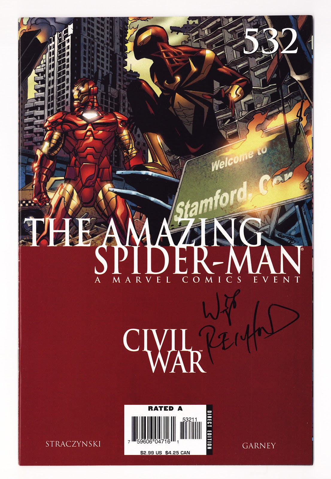 The Amazing Spider-Man Vol 2 532 VF/NM (9.0) (2006) Signed x1 Cover Bill Reinhold 