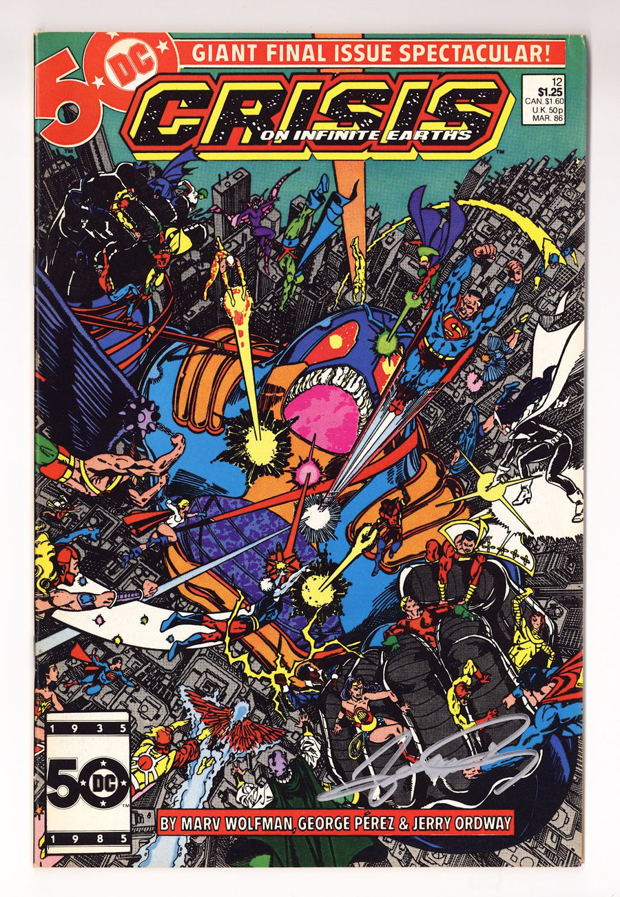 Crisis on Infinite Earths   12  FN/VF (7.0)   (1986)     Signed x Cover George Perez 