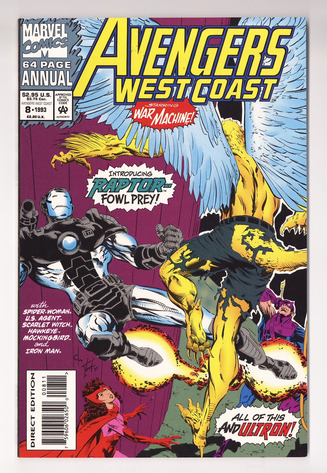 Avengers West Coast Annual Vol 2 8  High Grade   (1993)   Direct Edition  