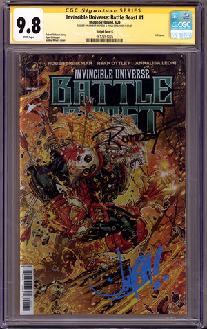 Invincible Universe: Battle Beast 1 CGC 9.8 (NM/M) (2025) Meyers Foil Incentive Variant Signed x2 Cover Ryan Ottley & Jonboy Meyers
