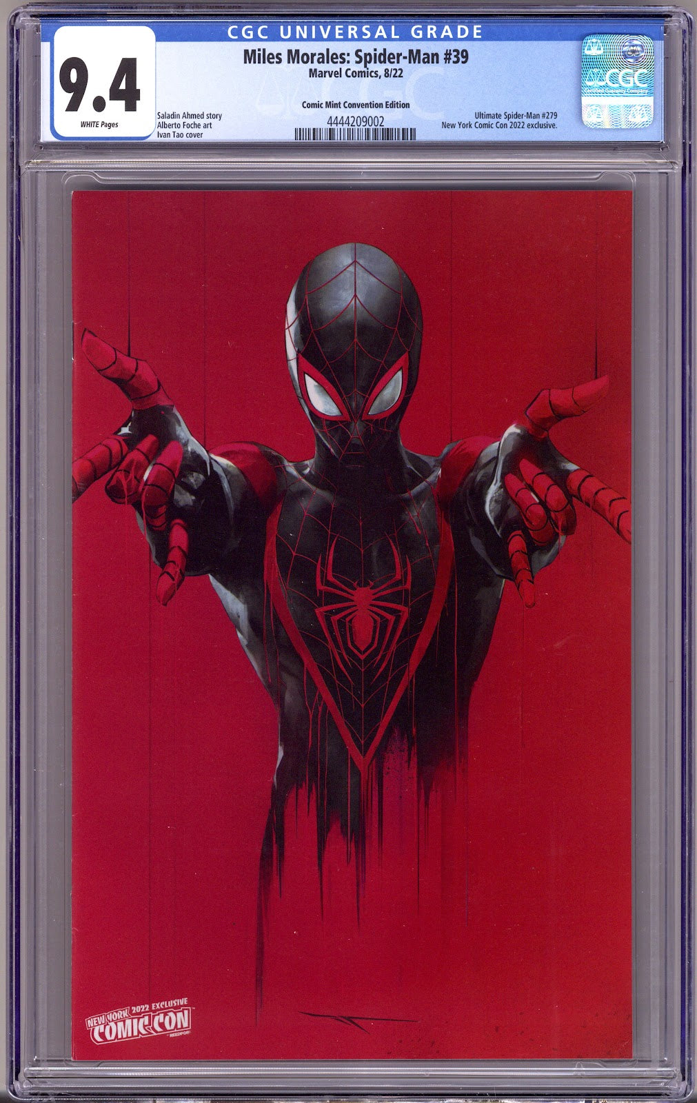 Miles Morales: Spider-Man Vol 1 39 (279) CGC 9.4 (NM)   (2022) Tao NYCC Red Virgin Exclusive Variant