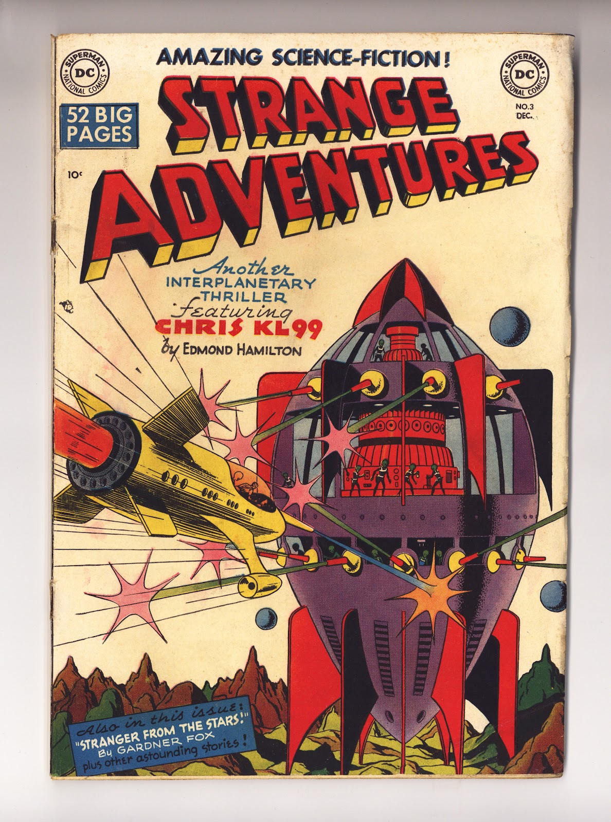 Strange Adventures Vol 1 3  GD/VG (3.0) Cover Re-At w/ Tape, Color Touch, Bot Edge Trimmed  (1950)     