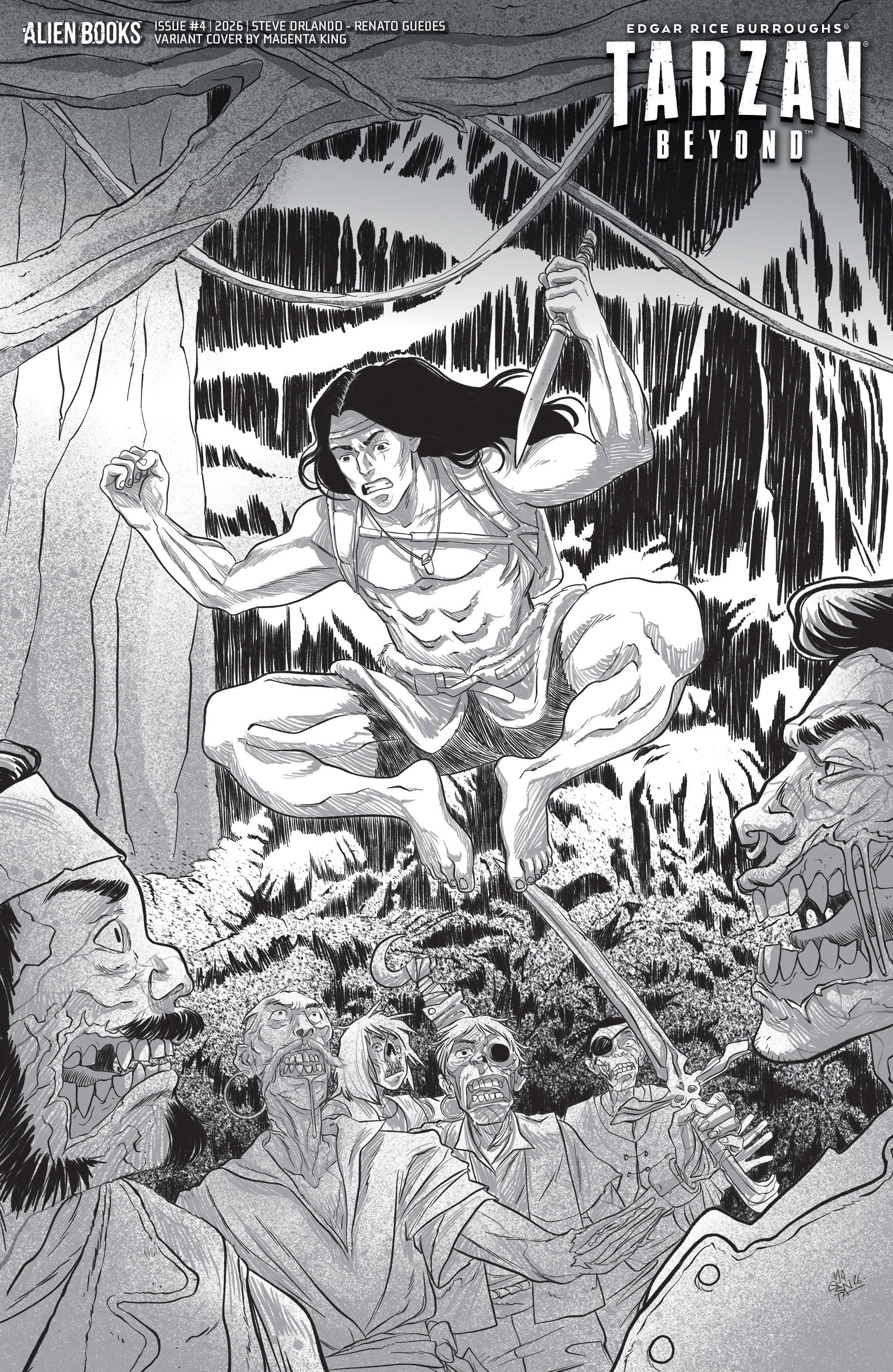 TARZAN BEYOND #4 VARIANT D (KING B&W)
