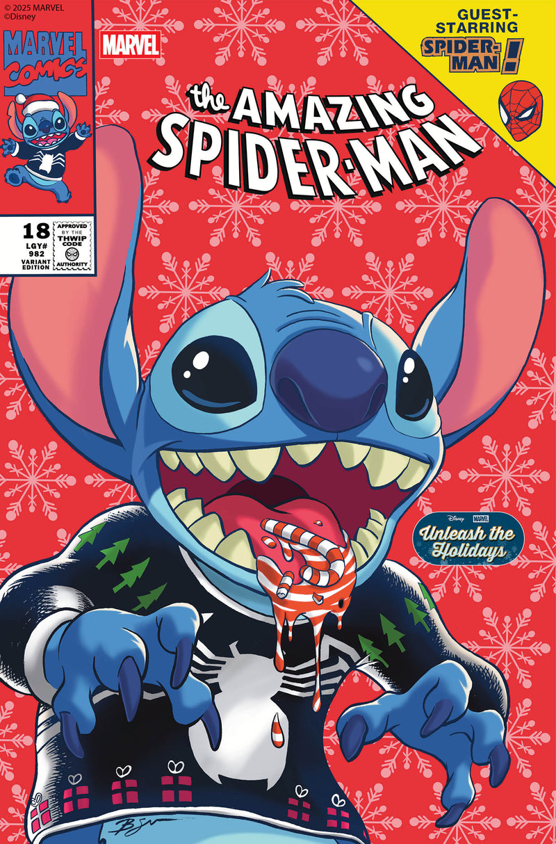 AMAZING SPIDER-MAN #18 BEN SU DISNEY STITCH UNLEASH THE HOLIDAYS VARIANT
