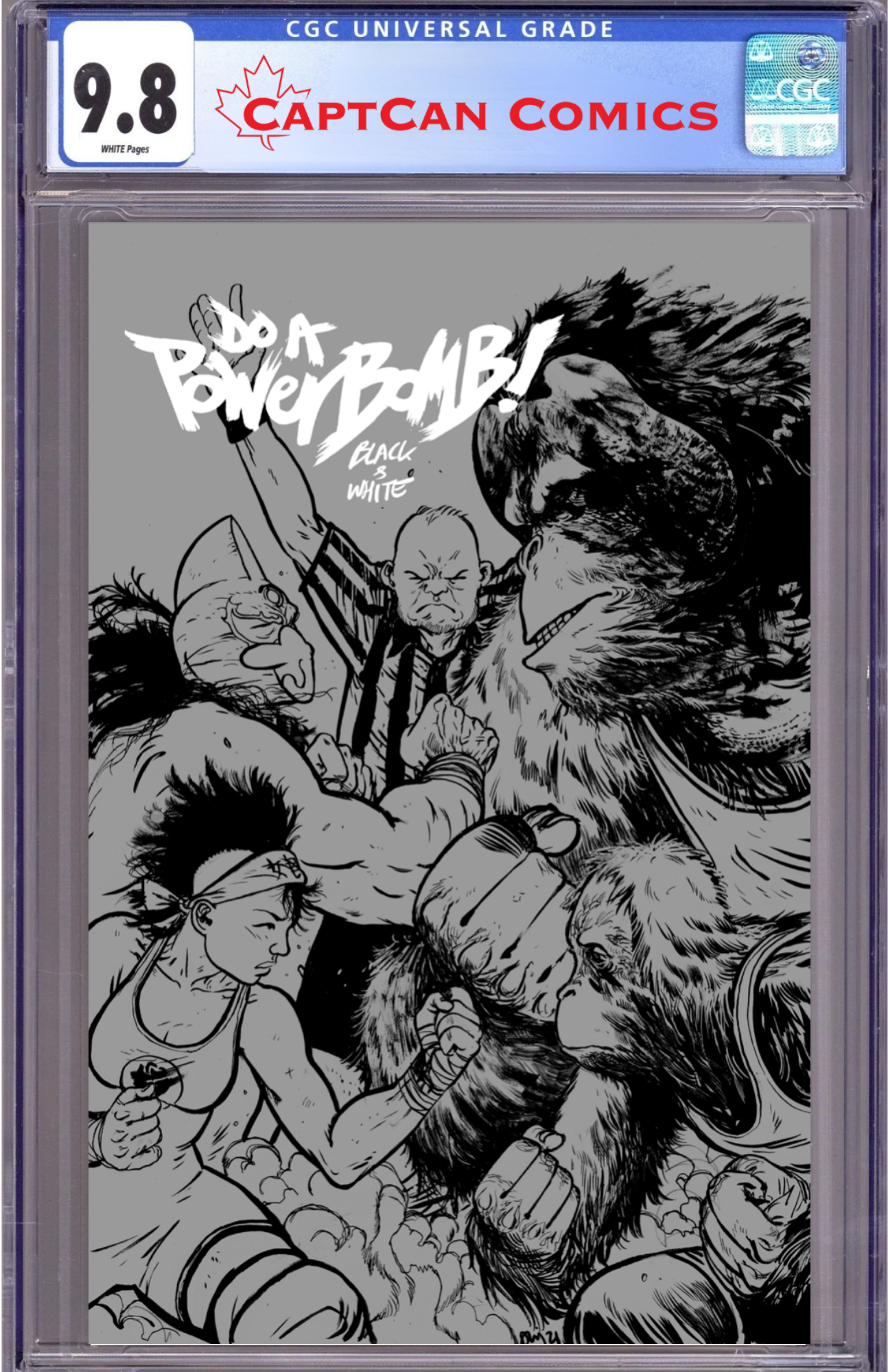 DO A POWERBOMB BLACK AND WHITE #2 (OF 3) CVR B DANIEL WARREN JOHNSON ORANGUTAN VAR