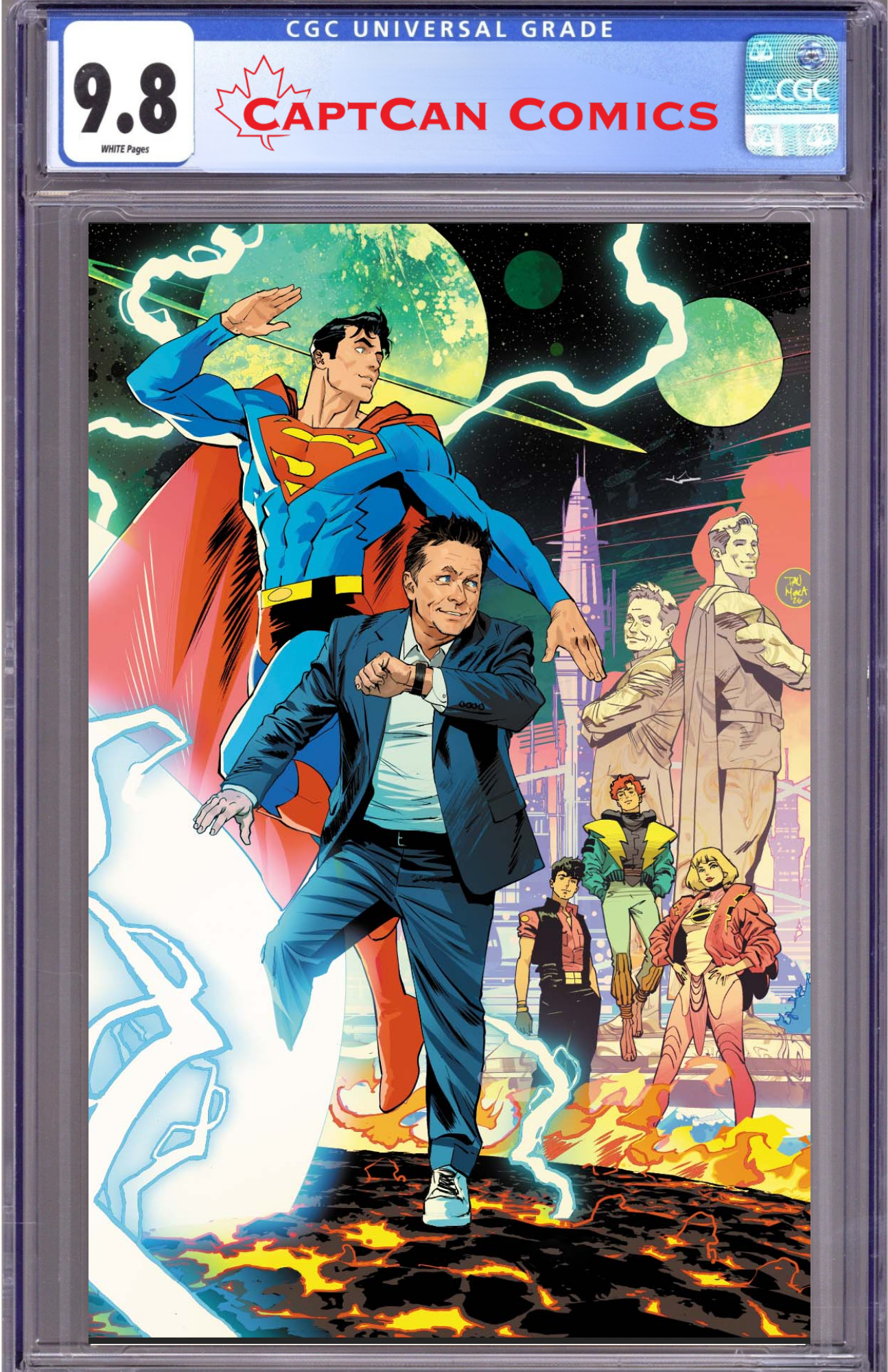 LEGION OF SUPER-HEROES #1 CVR H DAN MORA MICHAEL J FOX CAMEO CARD STOCK VAR
