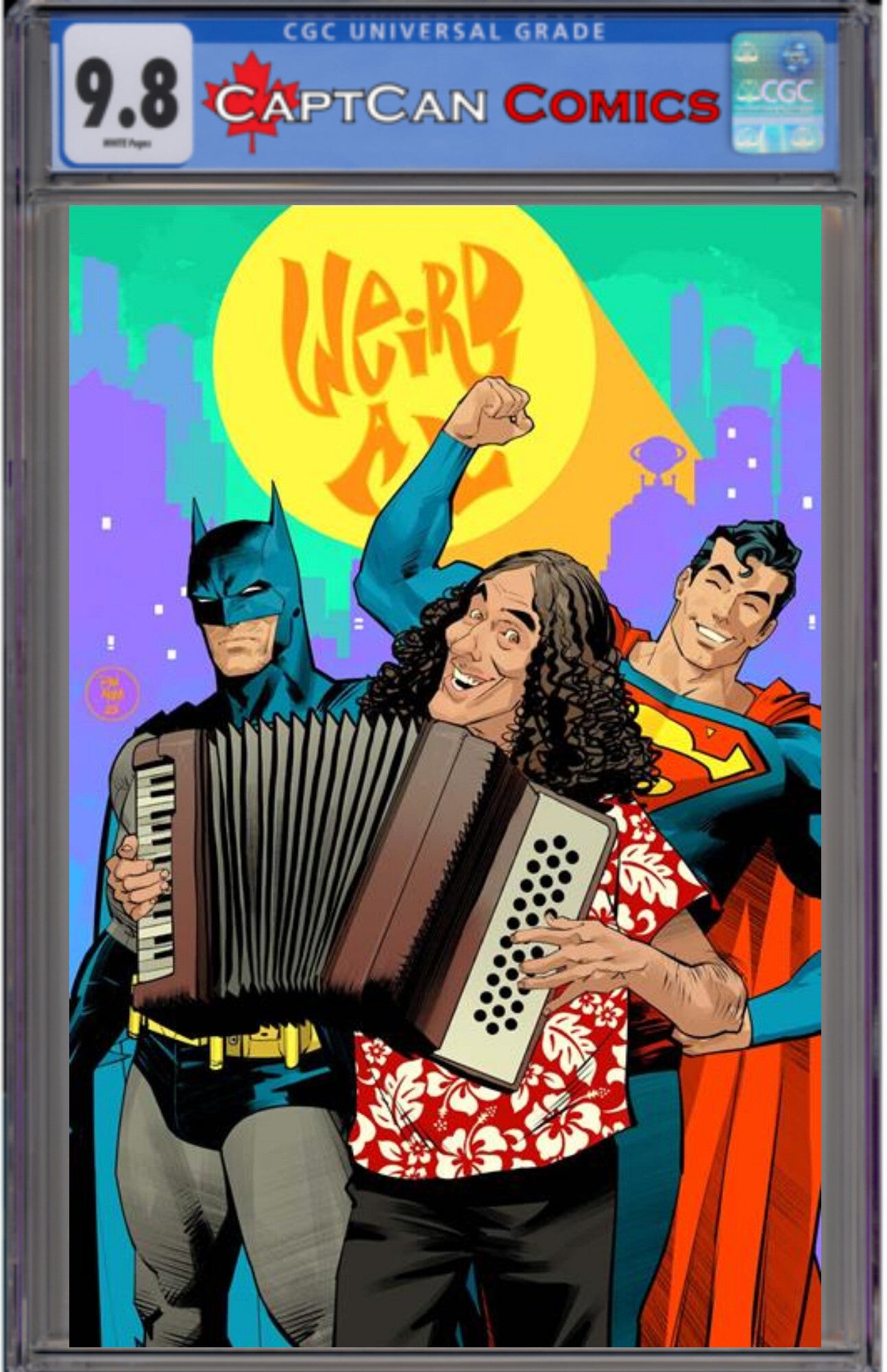 BATMAN SUPERMAN WORLDS FINEST #50 CVR G DAN MORA WEIRD AL YANKOVIC CAMEO CARD STOCK VAR