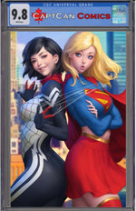 DC MARVEL SUPERMAN SPIDER-MAN #1 (ONE SHOT) CVR M STANLEY ARTGERM LAU SUPERGIRL & SILK CARD STOCK VAR thumbnail
