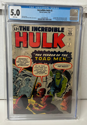 The Incredible Hulk Vol 1 2 CGC 5.0 (VG/FN) (1962)