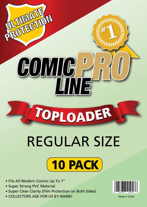 ComicProLine Regular Size PVC Top Loader 7 1/4" x 10 1/2" - 10 PACK (Copy)
