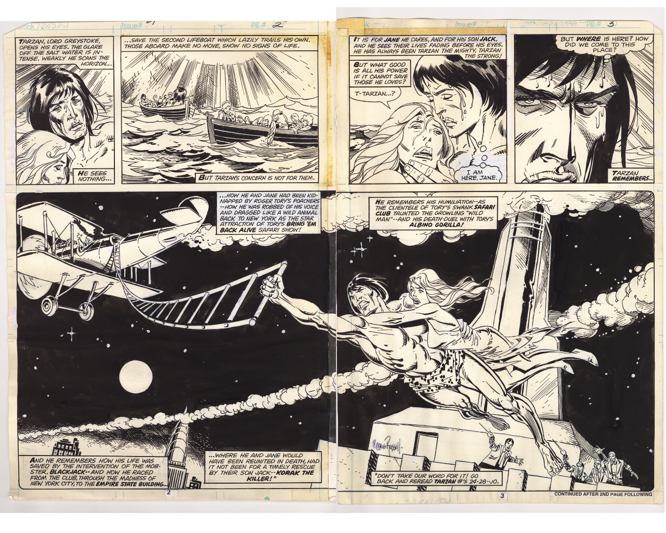 Tarzan 29 Pg. 2 & 3 Original Art. Sal Buscema Pencils, P. Craig Russell Inks (1979)