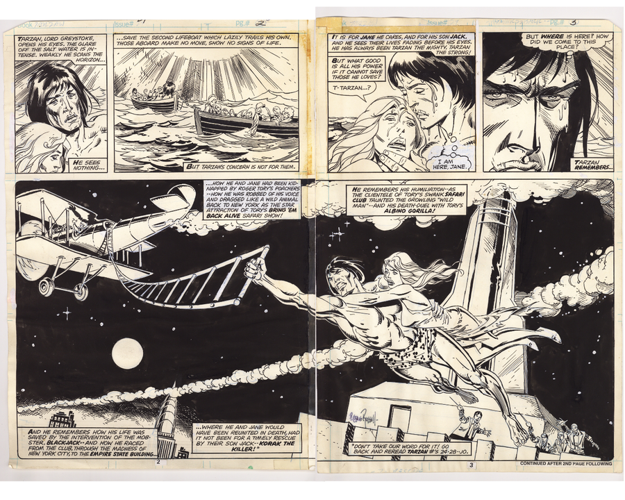 Tarzan 29 Pg. 2 & 3 Original Art. Sal Buscema Pencils, P. Craig Russell Inks (1979)