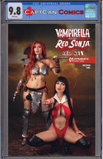 VAMPIRELLA VS RED SONJA RED CITY #1 CVR E COSPLAY VAMPIRELLA AND RED SONJA IVYCOSPLAY VAR thumbnail