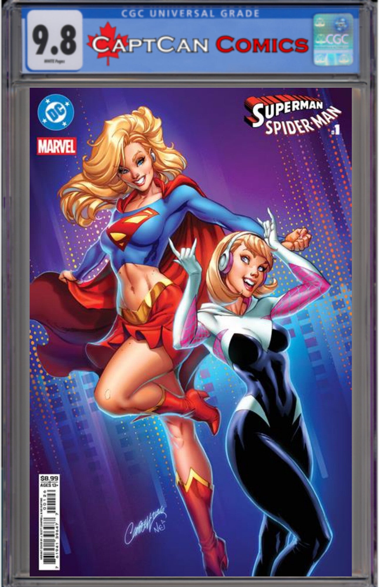 DC MARVEL SUPERMAN SPIDER-MAN #1 (ONE SHOT) CVR N J SCOTT CAMPBELL SUPERGIRL & SPIDER-GWEN CARD STOCK VAR