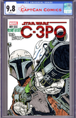 DF MARVEL COMICS STAR WARS COMMISSIONED COVER ART SIGNED AND REMARKED BY MARIANO NICIEZA AND JOE DELBEATO WITH A MANDALORIAN SKETCH thumbnail