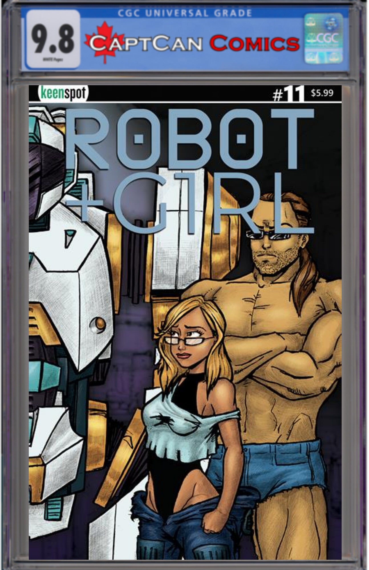 ROBOT + GIRL #11 CVR B MIKE WHITE RIGHT SIDE CONNECTING COVER BAGGED WITH TRADING CARD VAR