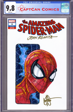 DF AMAZING SPIDERMAN #1 BLANK VARIANT SIGNED BY JOHN ROMITA SR AND REMARKED BY KEN HAESER WITH A SPIDERMAN SKETCH thumbnail