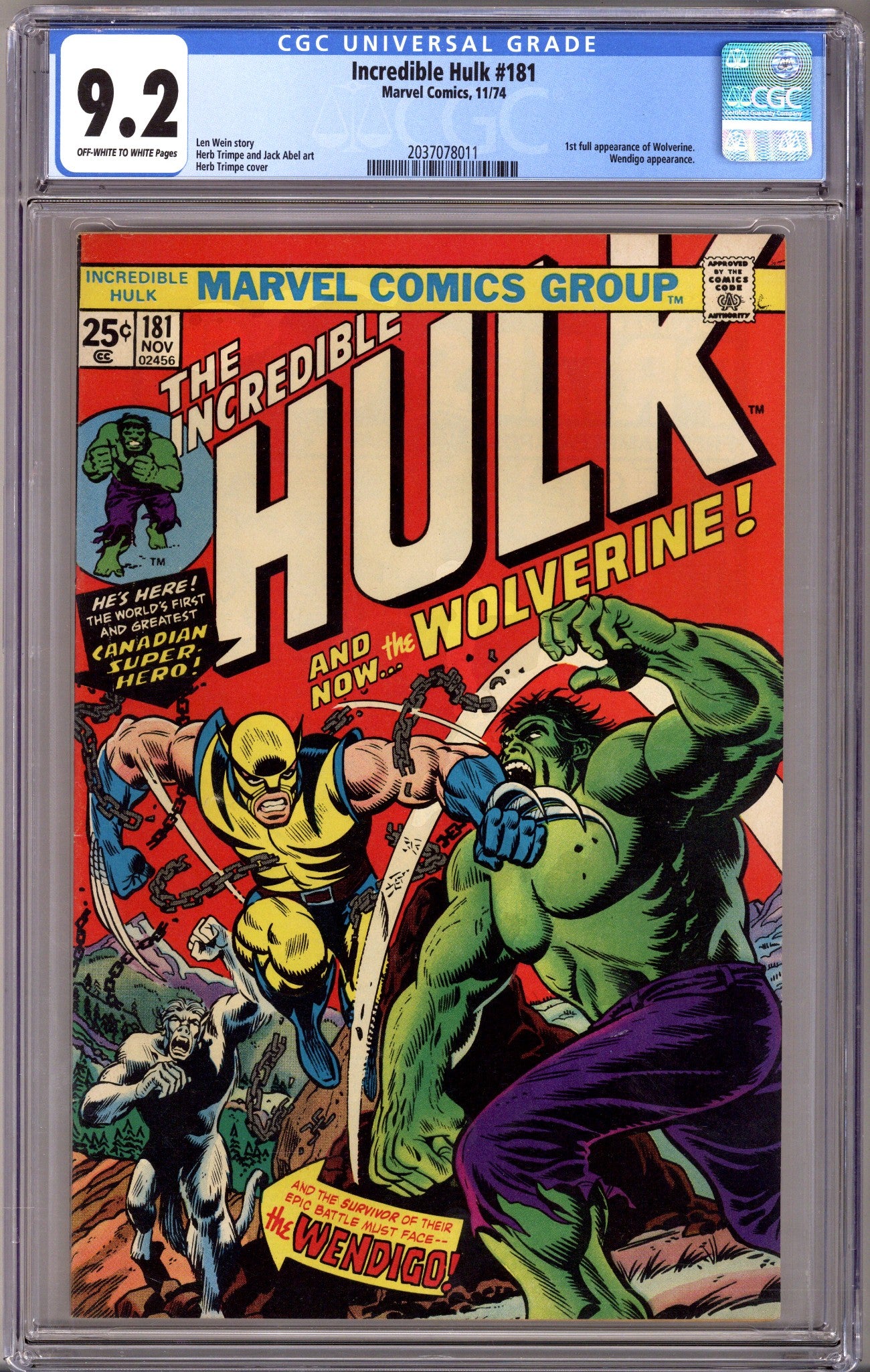 The Incredible Hulk Vol 1 181 CGC 9.2 (NM-) Marvel ( | CaptCan