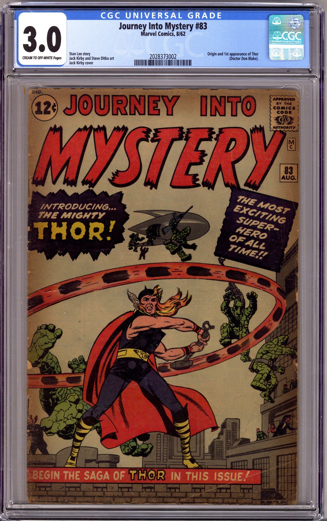 Journey into Mystery Vol 1 83 CGC 3.0 (GD/VG)   (1962)        