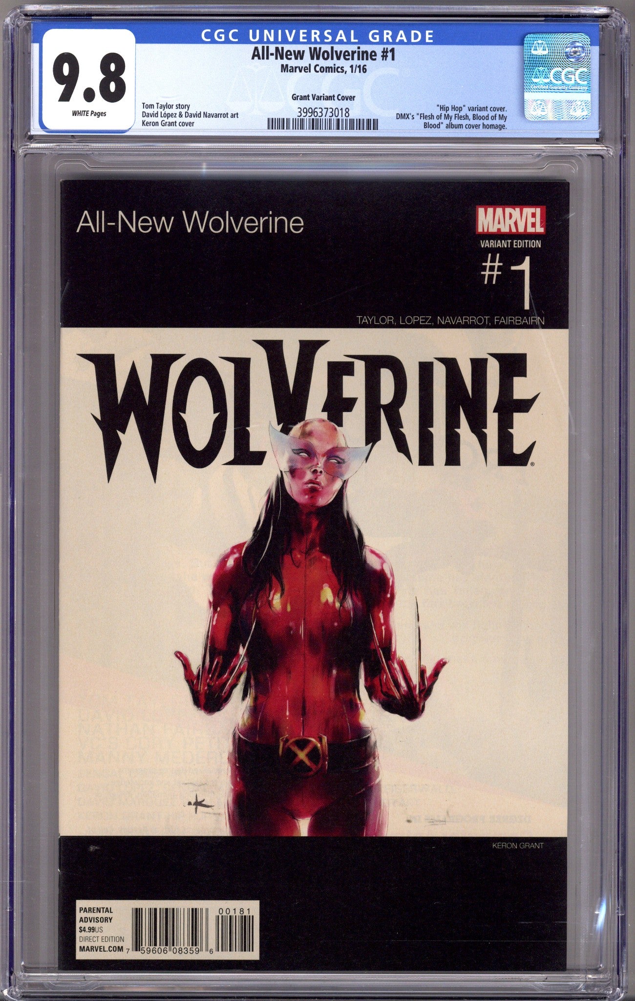 All-New Wolverine 1 CGC 9.8 (NM/M) (2016) Grant Hip-Hop Variant 