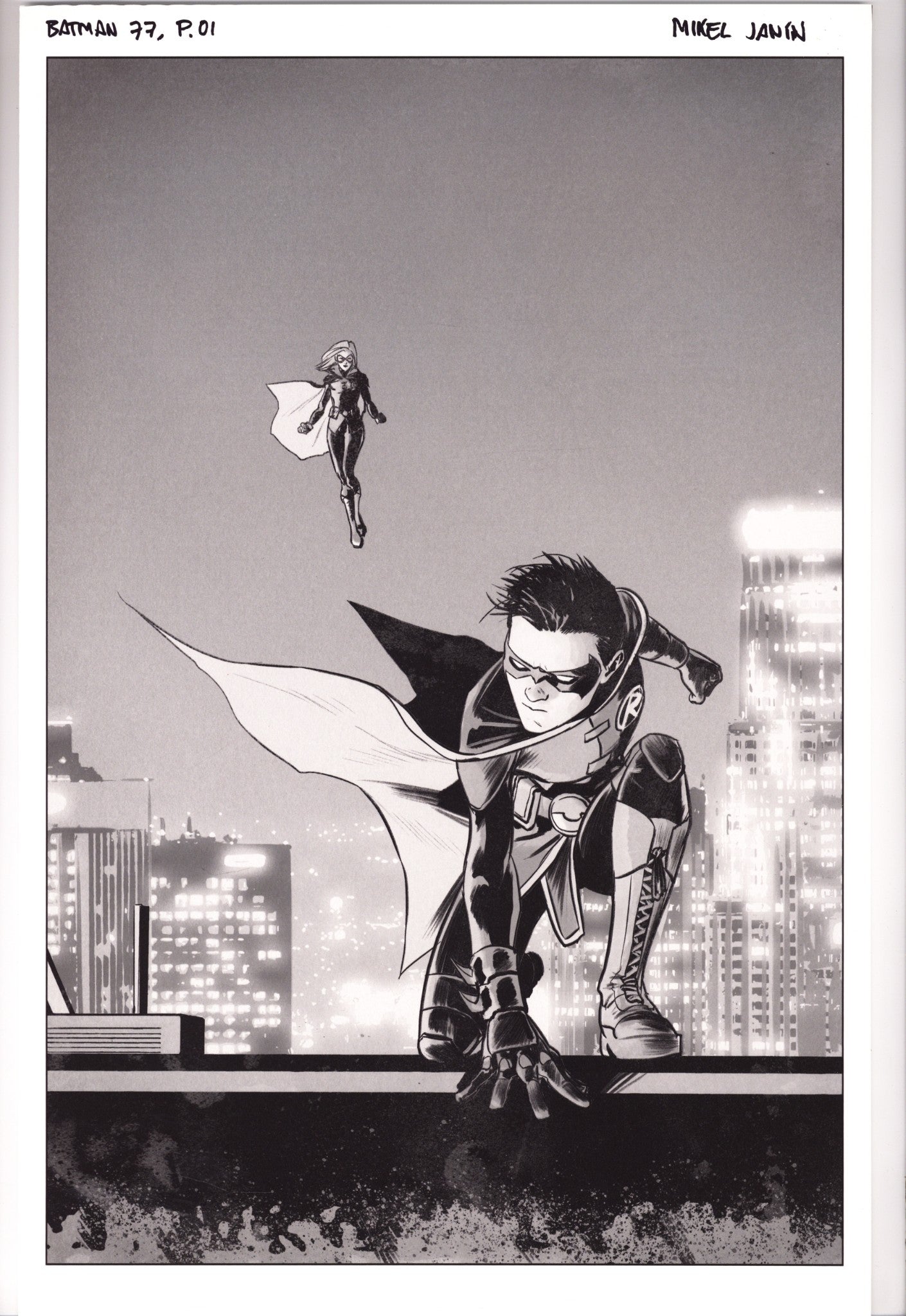 Batman Vol 3 77 Fine Art Monoprint: Page #1 (2019) Signed x1 Mike Janin 