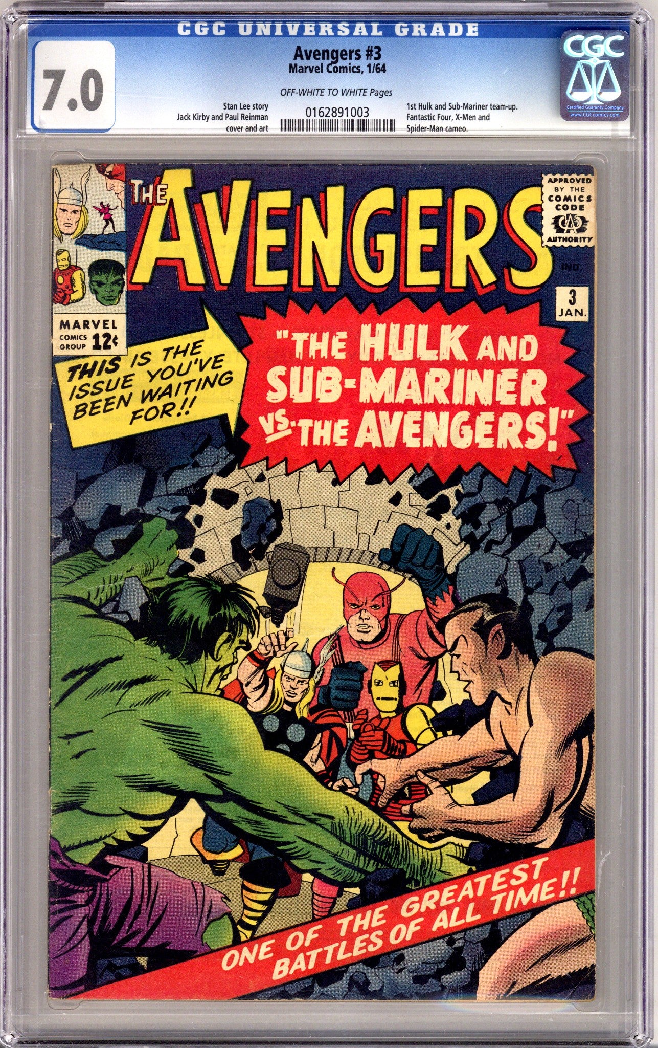 The Avengers Vol 1 3 CGC 7.0 (FN/VF) (1964)