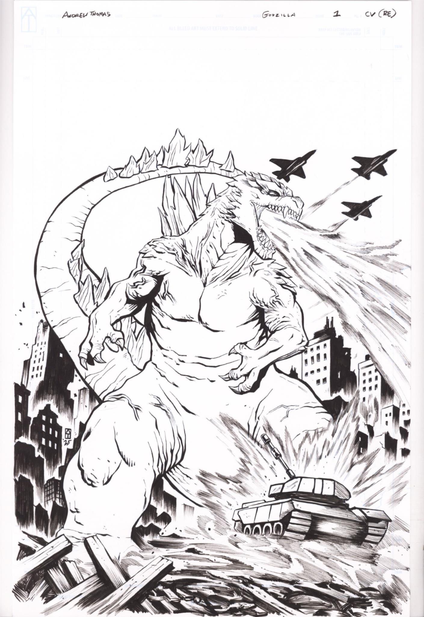 Godzilla [Kai-Sei Era] 1 Andrew Thomas Original Cover Art CaptCan Exclusive