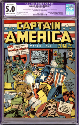 Captain America Comics 1 CGC 5.0 (VG/FN) Restored (B-3) (1941) 
