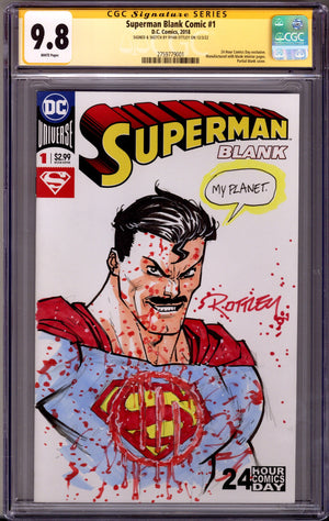 Superman Blank Comic 1 CGC 9.8 (NM/M) Omni-Man Sketch (2018) Signed x1 Cover Ryan Ottley