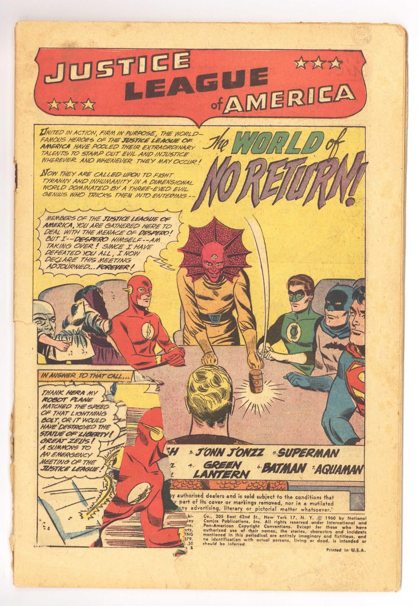 Justice League of America Vol 1 1 PR (0.5) Coverless, Panel Clipped (1960) 