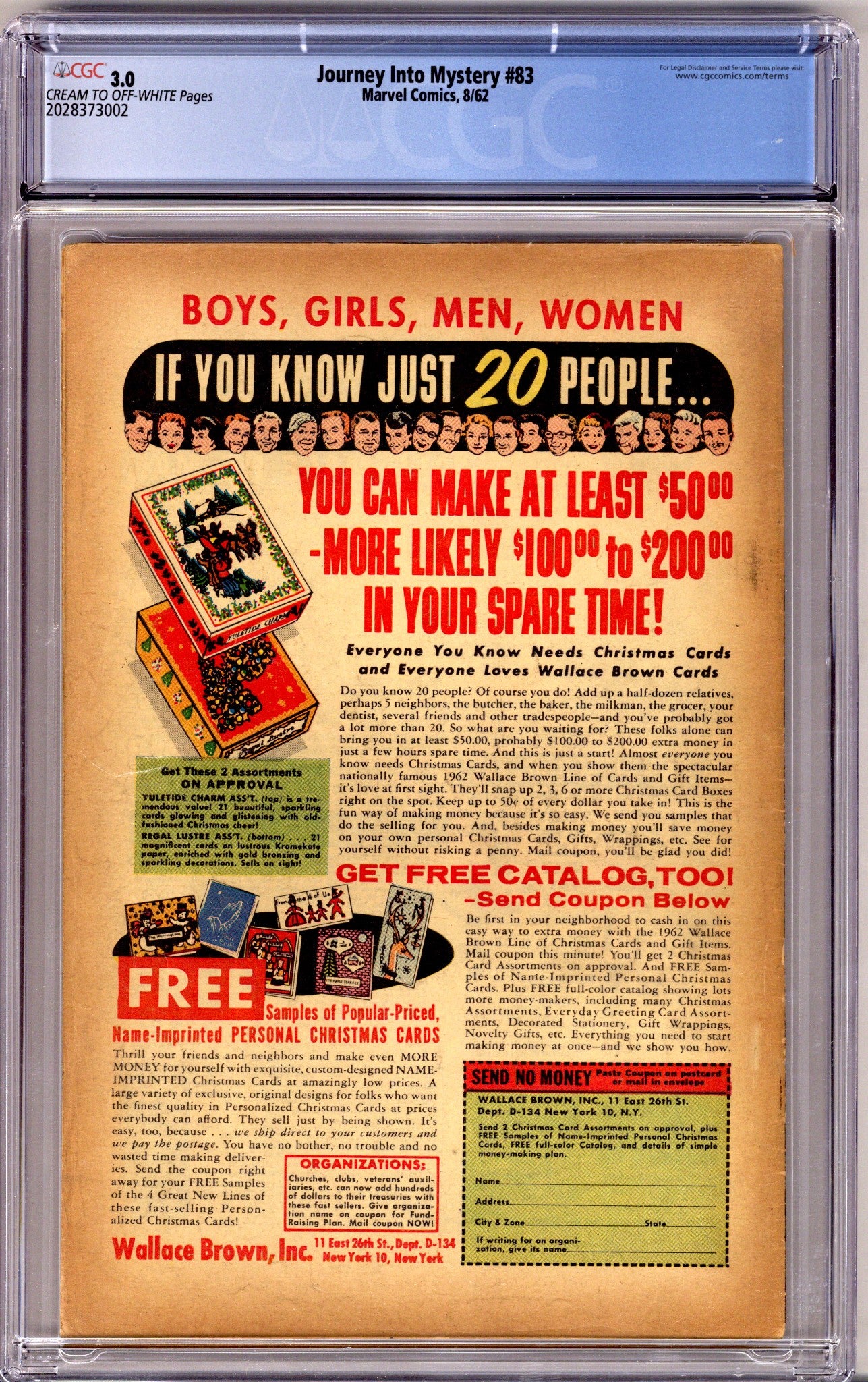 Journey into Mystery Vol 1 83 CGC 3.0 (GD/VG)   (1962)