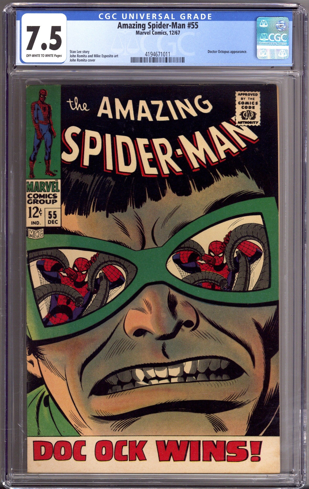 The Amazing Spider-Man Vol 1 55 CGC 7.5 (VF-) (1967) 