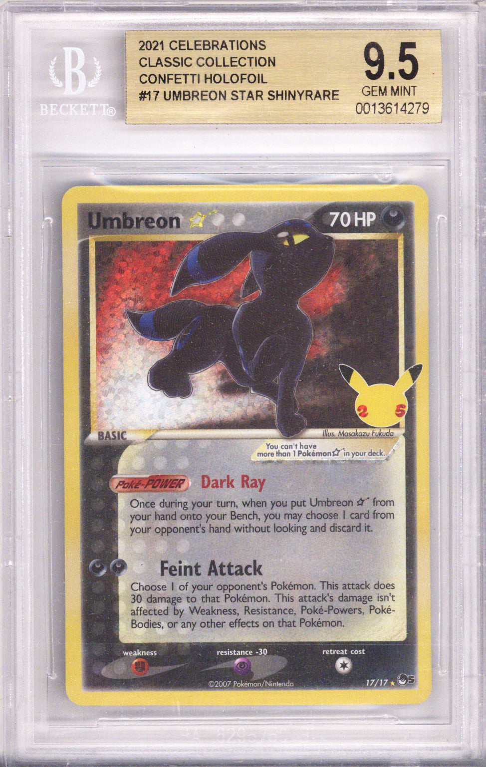 Pokemon Celebrations Umbreon Star Shiny Rare BGS Gem Mint 9.5 (2021)