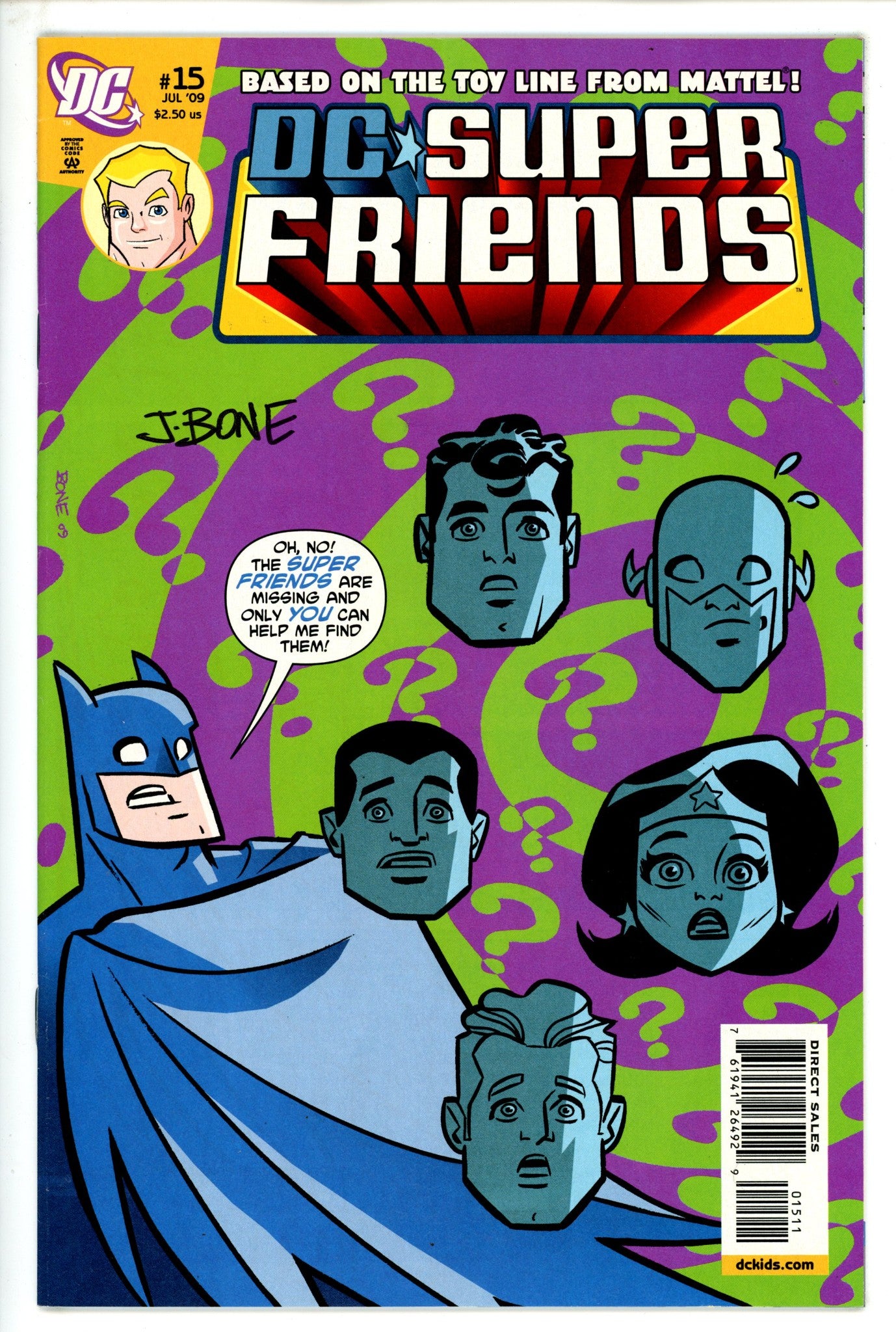 Super Friends 15 VF+ Signed J. Bone (2009)