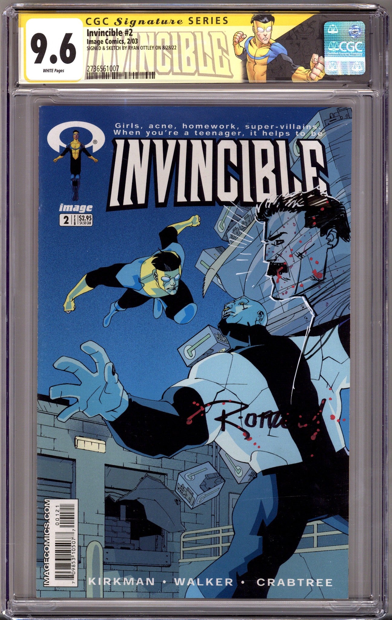 Invincible   2 CGC 9.6 (NM+)   (2003)        Signed / Remarked x1 Cover Ryan Ottley 
