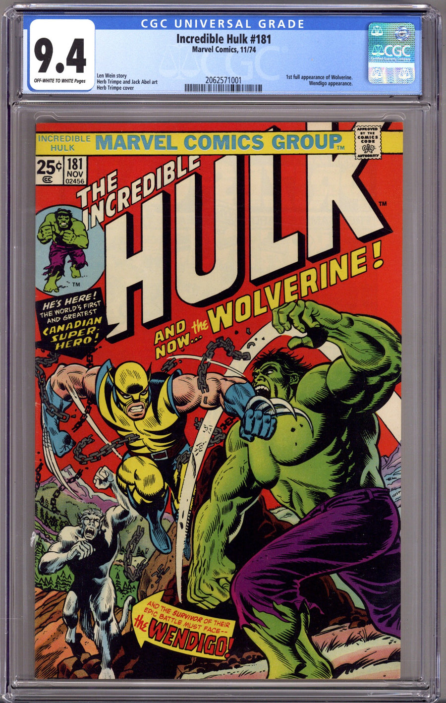 The Incredible Hulk Vol 1 181 CGC 9.4 (NM) (1974) 