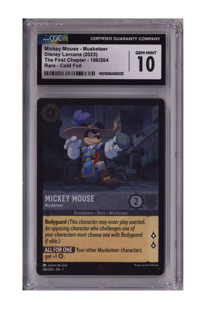 Lorcana First Chapter Mickey Mouse Musketeer - Cold Foil CGC Gem Mint 10 (2023)